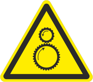 Знак Осторожно Возможно затягивание между вращающимися элементами